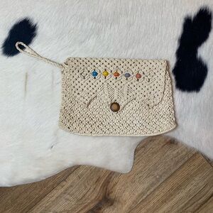 vintage handmade bohemian crochet bag/ clutch purse